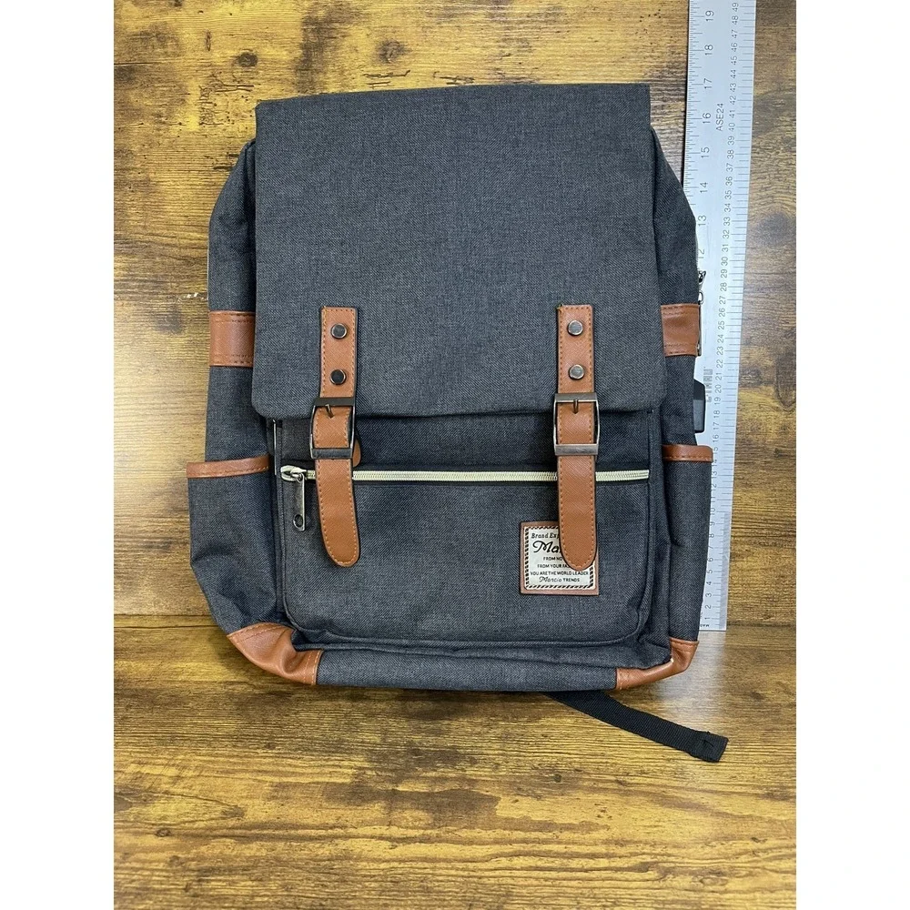 Mancio Vintage Laptop Backpack with USB Charging Port